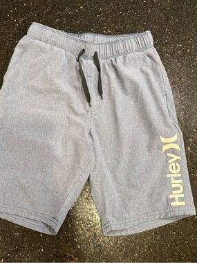 Hurley Boys 10/12 Gray Hybrid Shorts Elastic Waist Drawstring Swim Athletic